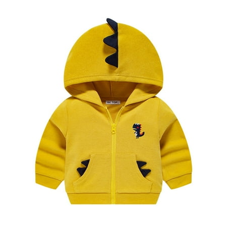 

TOPUUNDER Boys Girls Sweatshirt Cute Cartoon Dinosaur Hooded Outerwear Jacket With Pocket Casual Knit Cardigan Jacket Long Sleeve Top Baby Warm Fall Winter Clothes