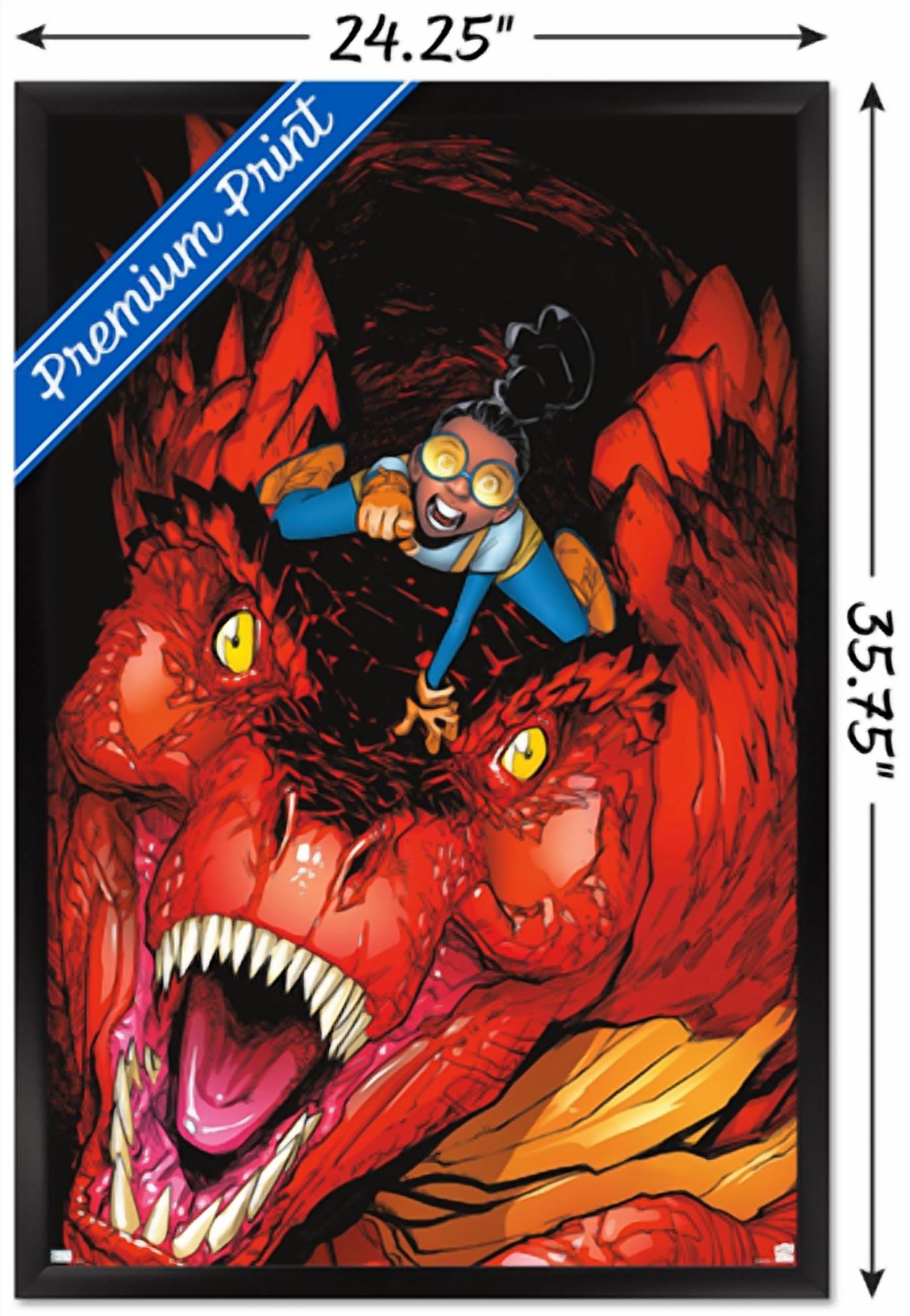 Marvel Moon Girl & Devil Dinosaur - Attack Wall Poster, 22.375" x 34" Framed