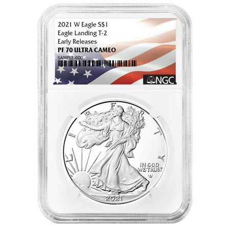 2021-W Proof $1 Type 2 American Silver Eagle NGC PF70UC ER Flag Label