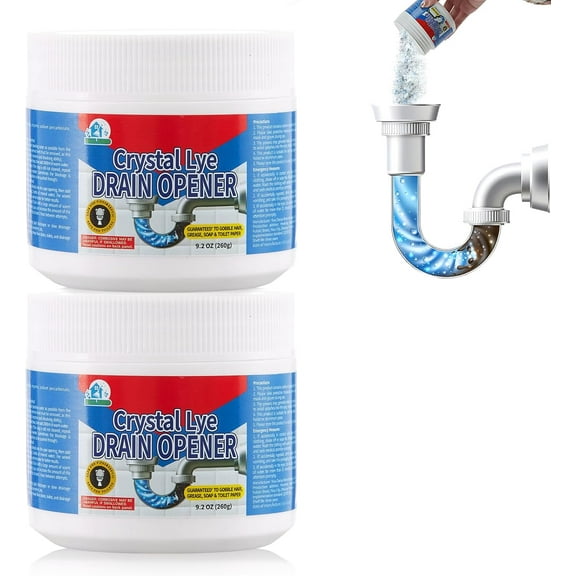 BELL BIRD Drain Opener,Powerful Unclogging,Crystal lye, Sodium hydroxide, Unclog drains, Bathroom sinks, Kitchen sinks, Shower pipes (2 PSC, Gram, 520)