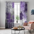 thumbnail image 5 of Purple Grey Kitchen Curtains 84 Inch Length, Modern Oil Painted Abstract Art Aesthetics Grommet Top Bedroom Living Room Curtains, Light Filtering Cafe Curtain Drapes 2 Panels Set 84''x84'', 5 of 9