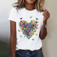 thumbnail image 2 of Women's T-shirts Women's Love Butterfly Printed Shirt Short Sleeve Round Neck T Shirt Fashion Top Lightweight Soft Casual Summer Clothing Clothes T-shirts, 2 of 5