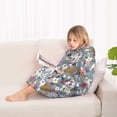 thumbnail image 4 of Bulldog Dog and Flower Florals Blanket Hoodies for Kids 6-13YR Oversize Wearable Blanket Hoodies for Boys Girls Teens, 4 of 7