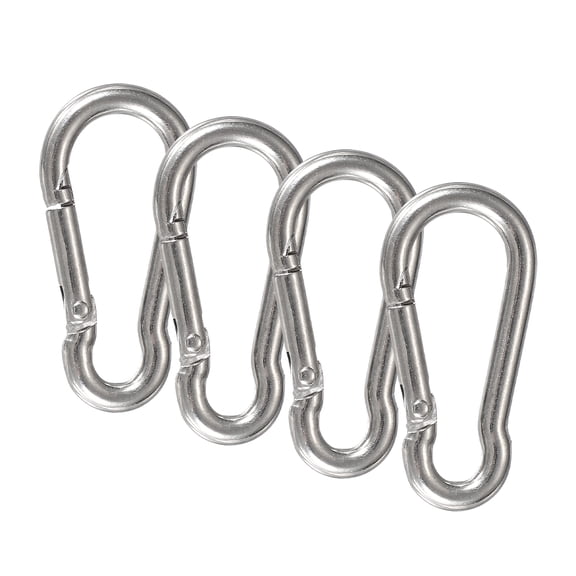 Uxcell 4Pcs Flag Pole Ring Replacement Clips, M4 Stainless Steel Spring Snap Hooks Heavy Duty Metal Snap Clips for Flag with Grommet, Hammock Swing Outdoor Travel Camping, Silver