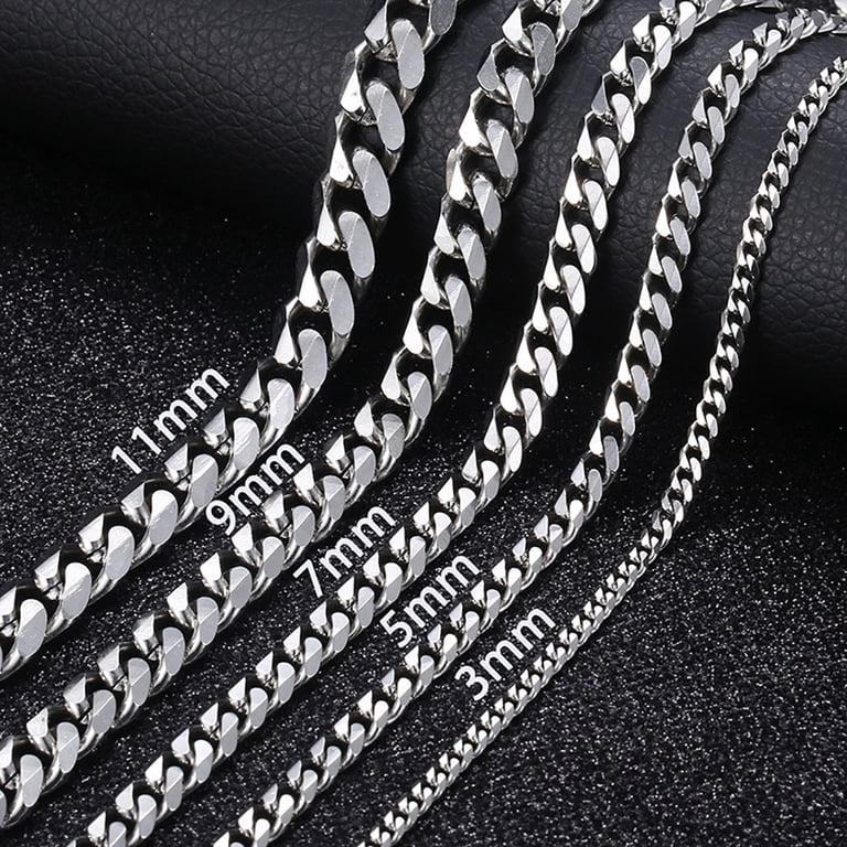 Hermah Stainless Steel Curb Chain Necklace, 20 Inches, 7mm photo 2