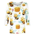 thumbnail image 5 of CYMMPU Loose Fit Crew Neck Tunic Tops Boho Blouses for Women Dressy Casual Spring Tops Summer Trendy Shirts 3/4 Sleeve Bee Pattern Cute Animals T-Shirts XL, 5 of 5