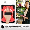 thumbnail image 3 of Shockproof Case for Apple iPad 6th 5th Generation, with Pencil Holder Military Grade Protection Rotating Stand Hand Strap Shoulder Strap Bumper Rugged Case for iPad 6th 5th Gen 9.7", Red, 3 of 8