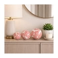 thumbnail image 4 of Spherical Fern Orbs for Home Decor - Ceramic Stoneware Accent for Bathroom, Office, Room, Shelf and Coffee Table - Ornaments Sculpture Display for Living Room - Set of 3, 6", 5", 4", Red & White, 4 of 12