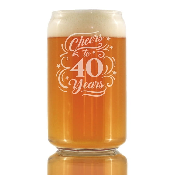 Bevvee Beer Can Pint Glass 16 oz Cheers 40 Years 40th Birthday Gifts Beer Glasses
