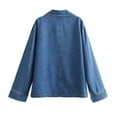 thumbnail image 3 of Dasayo Blue Women's Tops and Blouses Fashion Long Sleeve Solid Collared Pocket Shirts Womens Tees M, 3 of 8