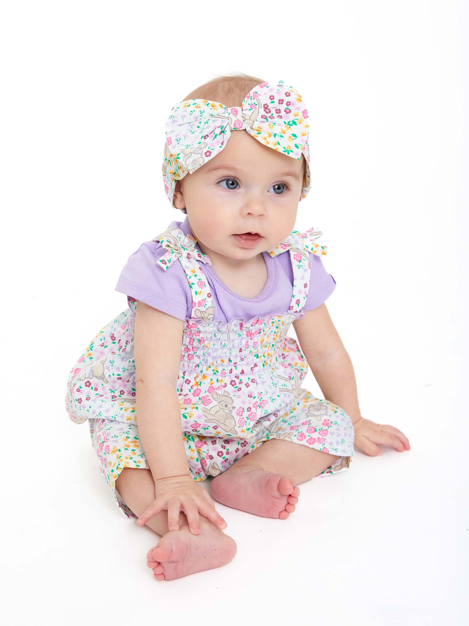 Disney Bambi Baby Girls Romper, Tee and Headband Set, 3-Piece, Sizes 0-24 Months