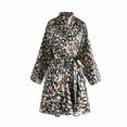 thumbnail image 4 of Womens Soft Pajama Clearance- Bathrobes Silk Satin Sexy Printed Leopard Plus Size Robe Sleepwear Brown Size M, 4 of 9