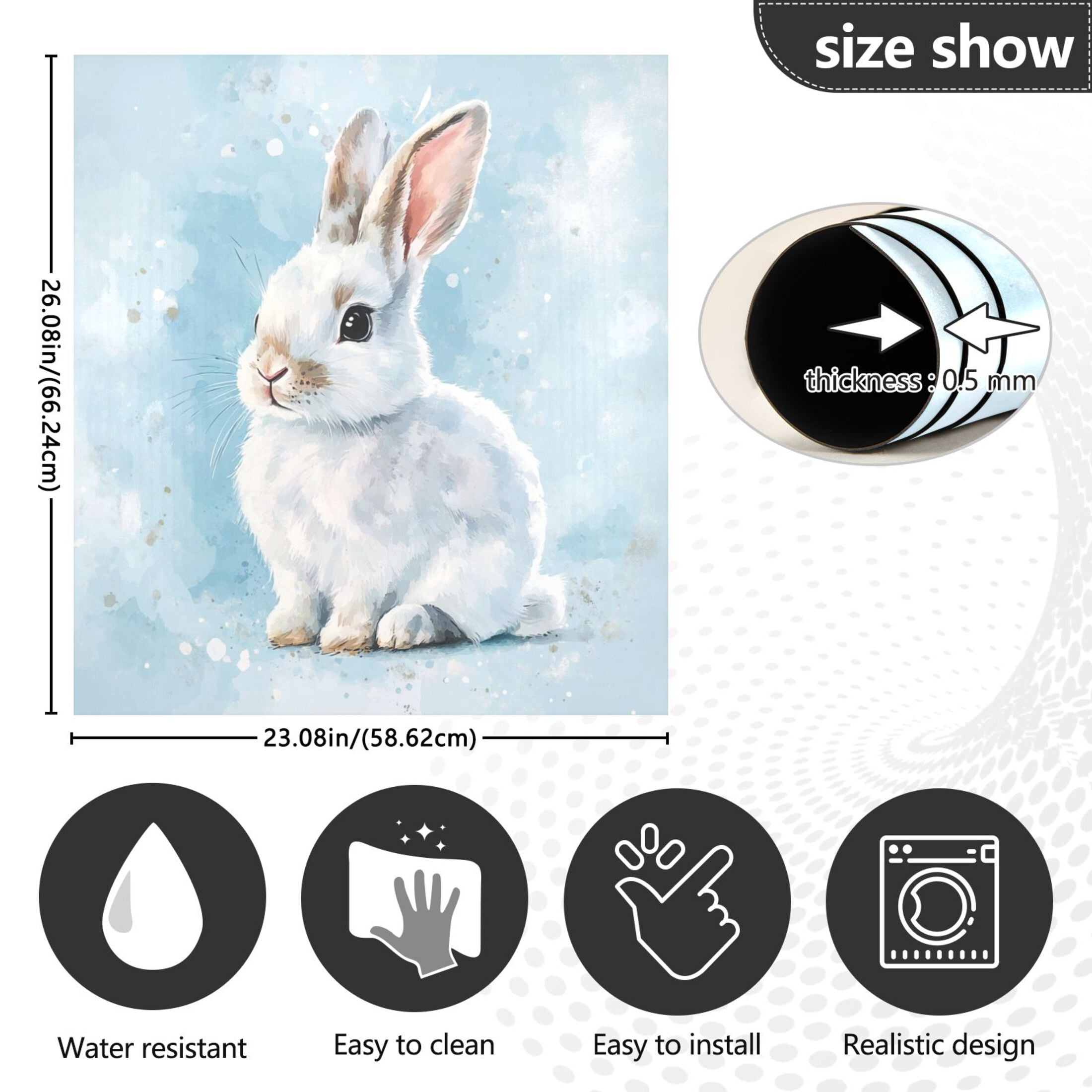 Dishwasher Magnetic Sticker 23x26 Inch Refrigerator Magnetic Sticker Washing Machine Magnetic Sticker Kitchen Panel Magnetic Sticker Home Decor Cute Blue Cartoon Rabbit