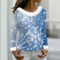 thumbnail image 7 of asdoklhq Womens Sweatshirt Women's Winter Christmas Printed Fashionable Casual Long Sleeved Round Neck Pullover Top Light Blue L, 7 of 7
