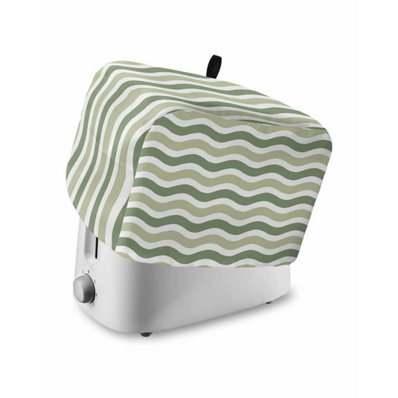 Fsddascl Sage Green Small Toaster Cover 2 Slice, Kitchen Appliance Covers, Abstract Geometric Ocean Wave Stripe Toaster Oven Cover with Loop, Bread Machine Cover Polyester Dust Cover Protection