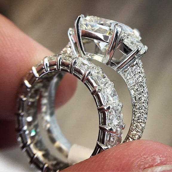Diamond Studded Ring In Sterling Silver For Men And Women With Inlaid Zircon Sizes 6 7 8 9 10 Style CZ Sparkle