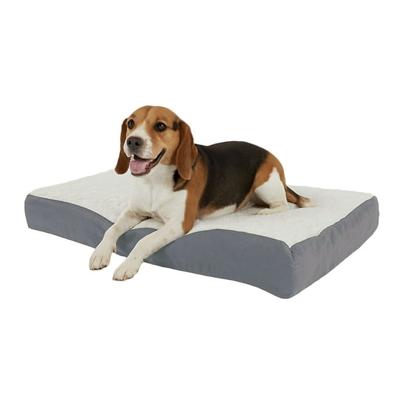 PETMAKER 30x20.5 Memory Foam Dog Bed with Washable Sherpa Cover (Gray)