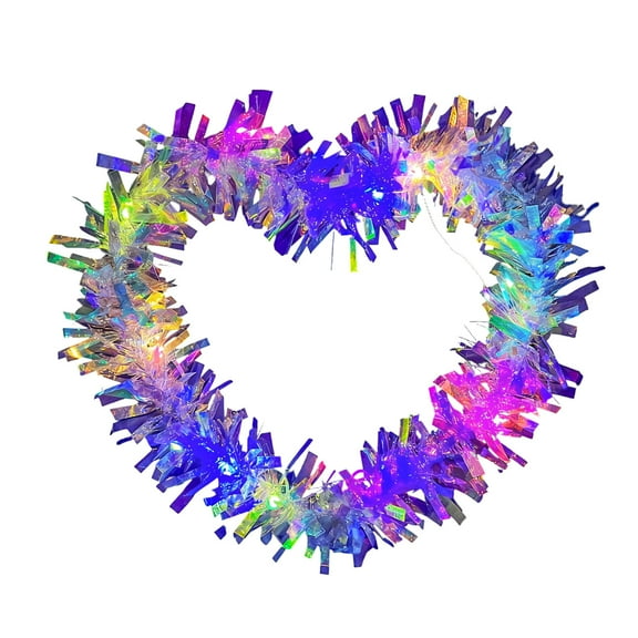 chaungfeng Valentines Day Heart Shape Garland, Front Door Hanging Wreath Decoration for Wedding Engagement Anniversary Party Supplies (H)