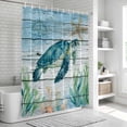 thumbnail image 6 of Coastal Turtle Bathroom Shower Curtains with 12 Hooks Polyester Waterproof Shower Curtain for Stalls and Bathtubs Nautical Ocean Shells Seaweeds Starfish Decorative Bathroom Privacy Curtain 36x72 In, 6 of 9