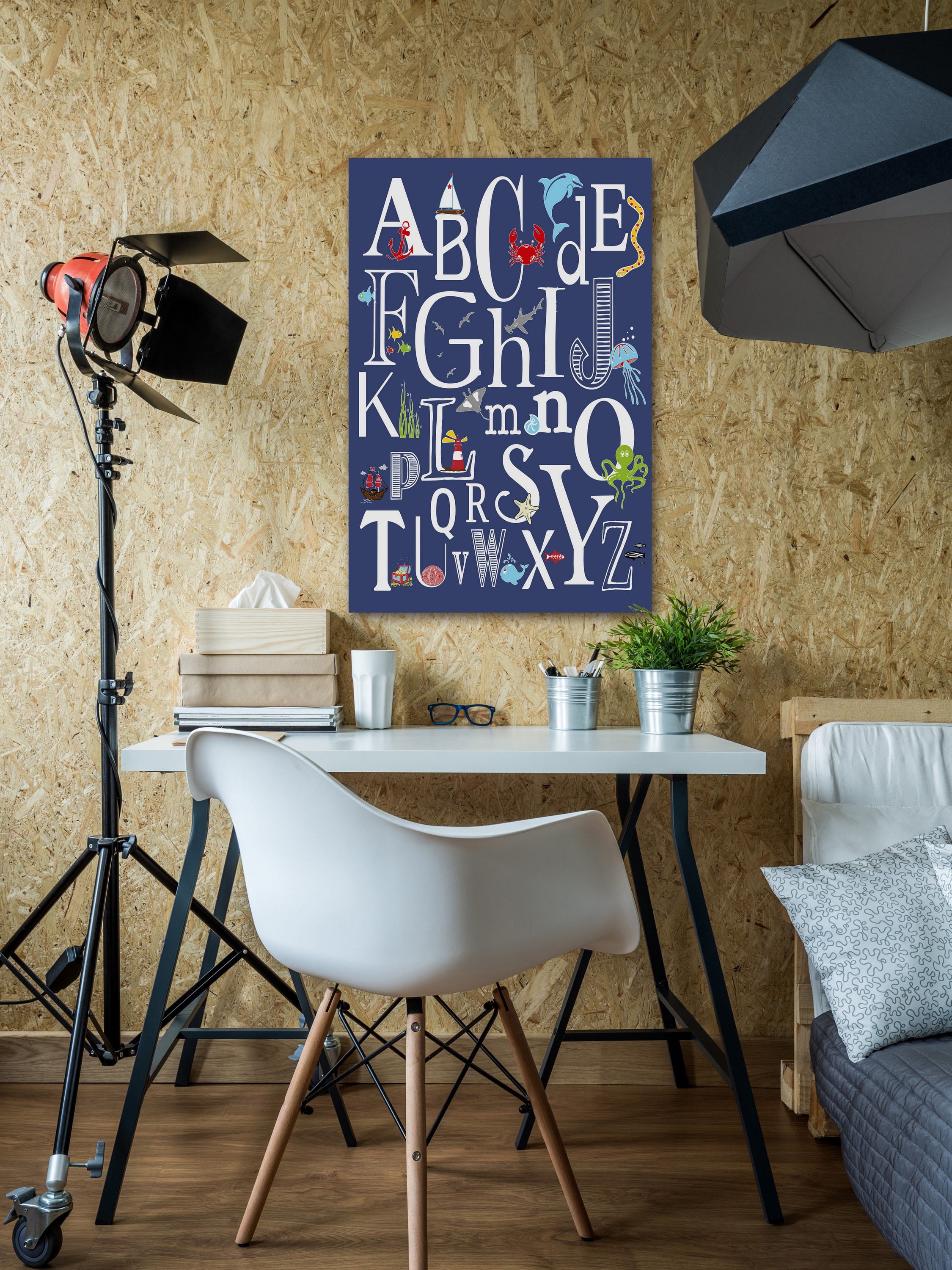 "Abc Nautical Navy" Painting Print on Wrapped Canvas