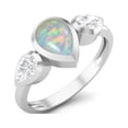 thumbnail image 2 of 1.25 Cts Bezel set Pear Ethiopian Opal 925 Sterling Silver Three Stone Women Valentines Day Gifts Ring, 2 of 4