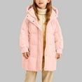 thumbnail image 2 of Girls' Winter Jacket, Solid Color Hooded Jacket for Medium to Large Children, 2 of 7