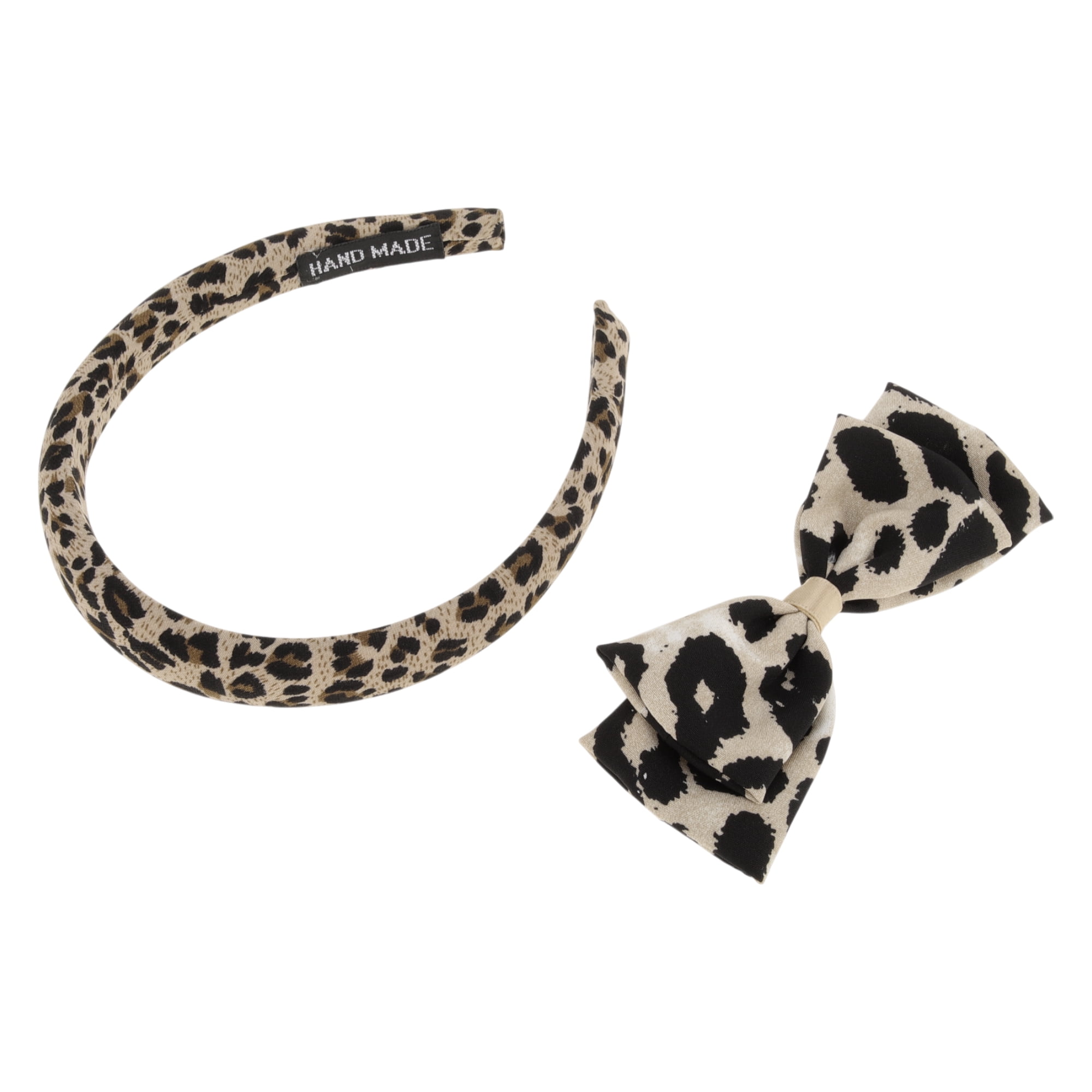 Unique Bargains Leopard Print Hair Clips Women Hairdo Set 1 White, Black