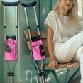 thumbnail image 2 of COEQINE Breast Cancer Crutch Case Pink Ribbon Broken Foot Underarm Crutch Pouch with Front Pockets and Drink Holder Mobility Cane Pouch for Women Gifts for Women Friends, 2 of 7