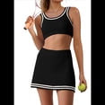 thumbnail image 1 of Conjunto de 2 Piezas para Mujer, Suéter, Falda, Tirantes, Sin Mangas, Falda Corta, Tenis, Gimnasio, Yoga, Negro, Talla M, 1 of 6