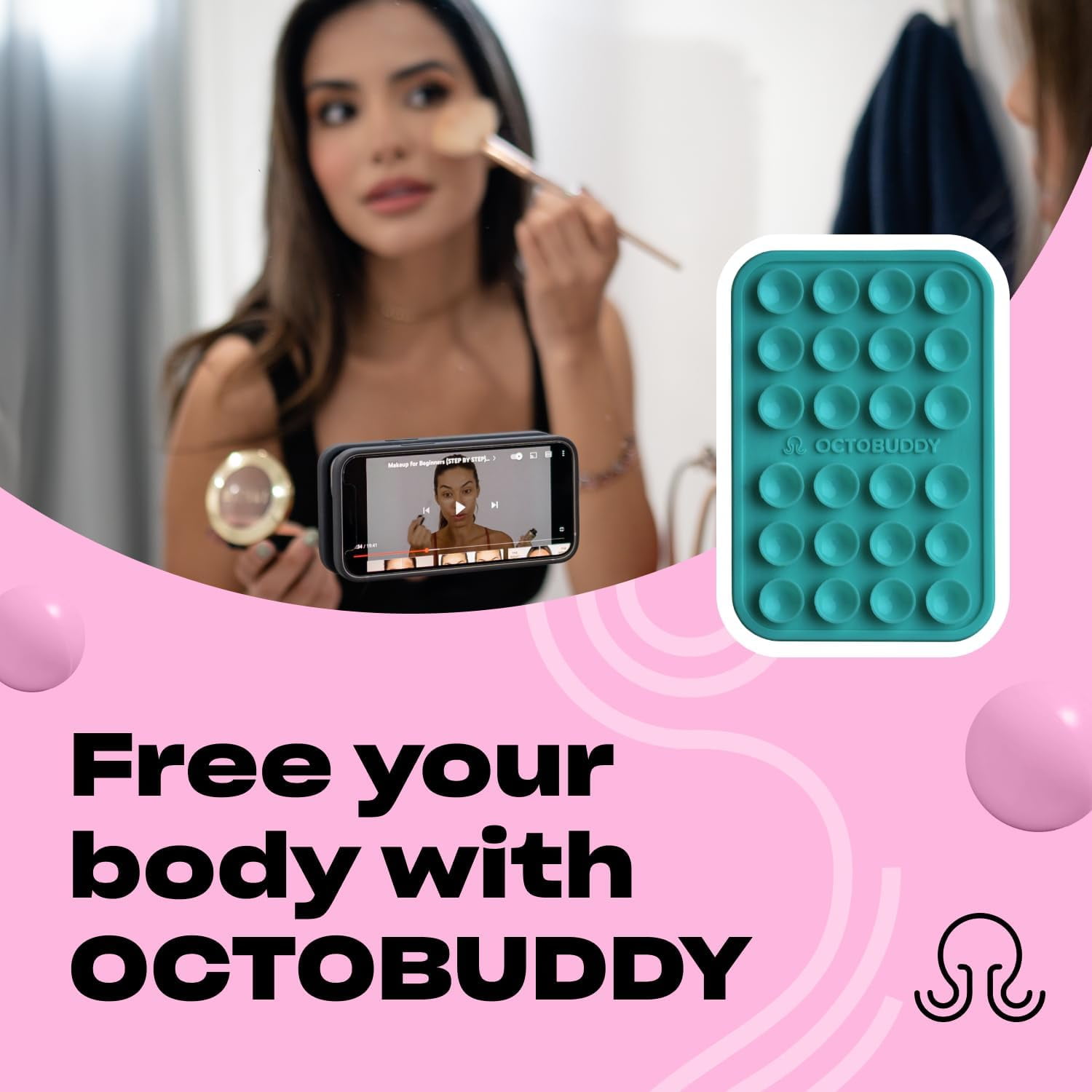 LXYWXS-Classic MAX - Silicone Suction Phone Case Adhesive Mount - Hands-Free, Strong Grip Holder for Selfies and Videos - iPhone and Android Compatible - 2.6″ x 3.9″, Turquoise