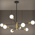 thumbnail image 1 of Lámpara BeSlowe Sputnik de 8 luces, oro negro, altura Adj., 1 of 7