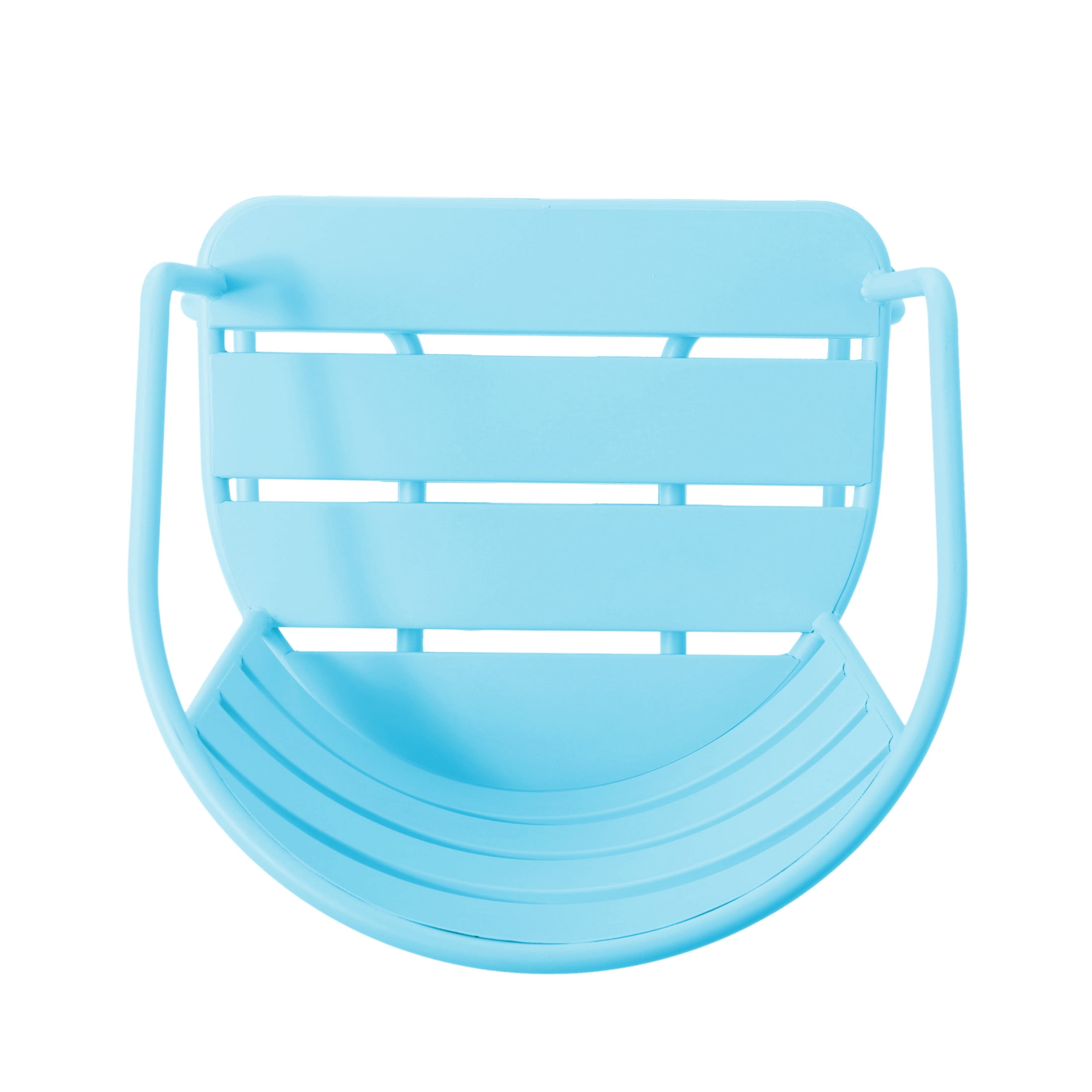 Christopher Knight Home Minimalist 3-Piece Outdoor Bistro Set, Oval Table & Slatted Chairs, Matte Light Blue
