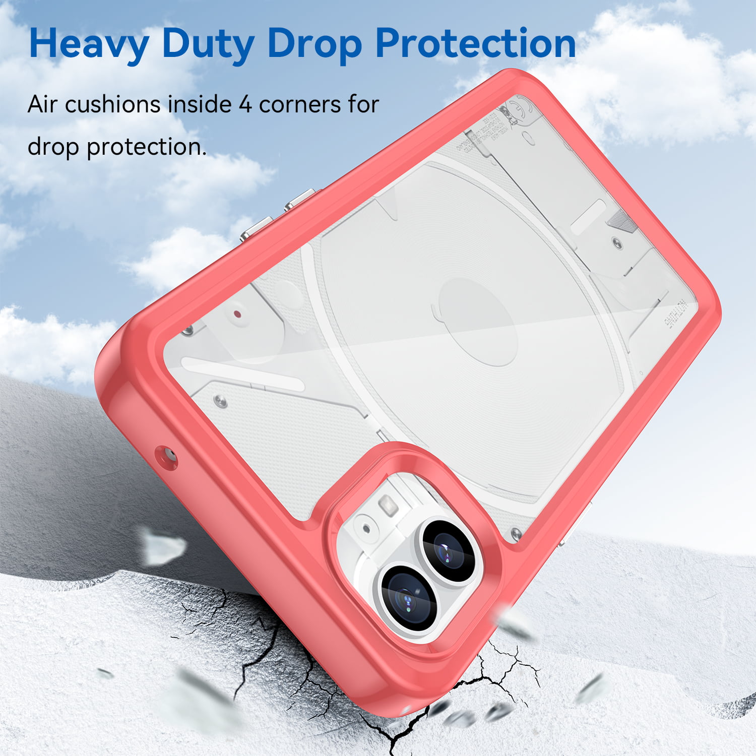 Dteck Case for Nothing Phone(1) 6.55  2022 Release, Rugged Acrylic Clear  Backplane + Soft Elastic Bumper Anti-fingerprint Drop Resistant Shockproof  Heavy Duty Protective Case, Skyblue 
