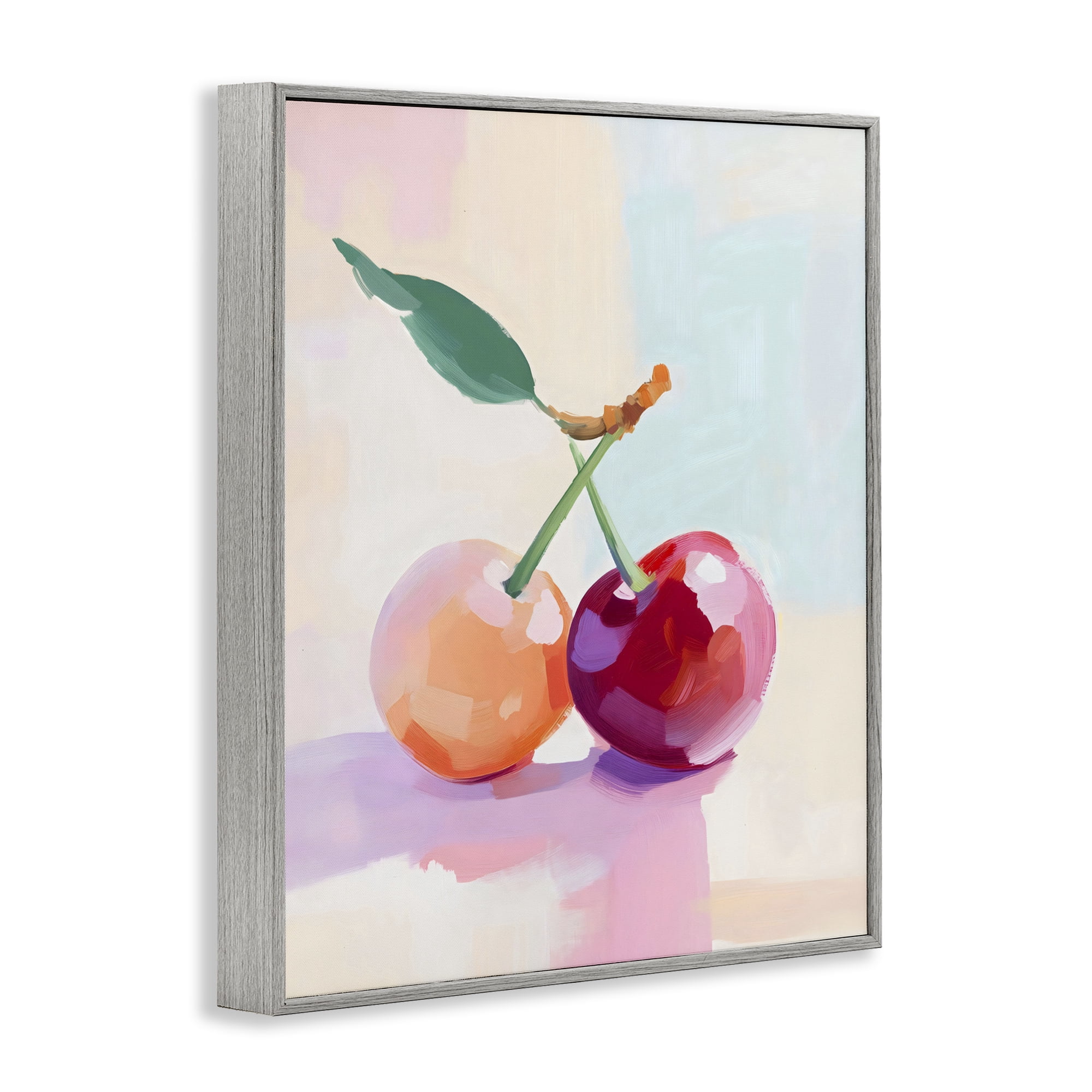 Stupell Industries Pastel Cherries Pair Gray Framed Giclee Art, design by The Prints Vibe