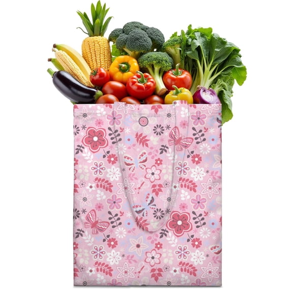 Sac Fourre-Tout en Toile Florale Colorée – Sac Réutilisable Lumineux pour Sorties Quotidiennes