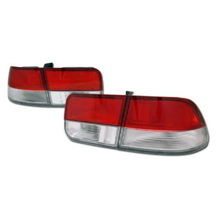 - Topline Autopart Red Clear Tail Lights Rear Brake Lamps+Trunk K2 96-00 Honda Civic 2D 2Dr Coupe