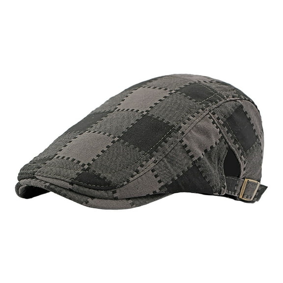 AJGRHE Men's British Retro Plaid Beret Spring And Fall New Forward Cap Outdoor Sun Tongue Cap Grey One Size