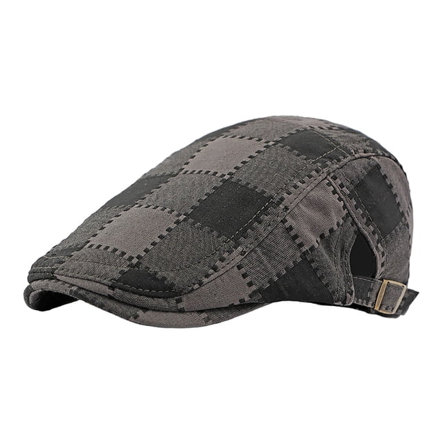 Men's British Retro Plaid Beret Fashionable Spring Fall Cap Outdoor Sun Tongue Hat Classic Style Comfortable Lightweight