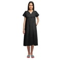 thumbnail image 2 of Moomaya WoMen's Solid Short Sleeve Nightdress V-Neck Cotton Sleepwear Gown, 2 of 6