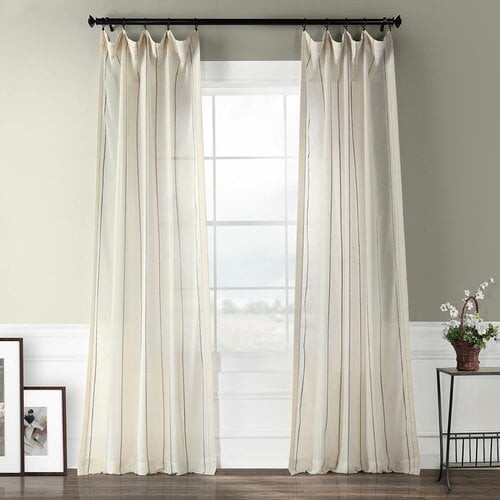 Half Price Drapes Aruba Striped Sheer Rod Pocket Single Curtain Panel Walmart Com Walmart Com