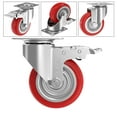 thumbnail image 3 of GBL Heavy Duty Castor Wheels with 2 Brakes + Screws - 125mm up to 800KG - Pack of 4 No Floor Marks Silent Caster for Furniture - Rubbered Trolley Wheels - Silver Castors, 3 of 7