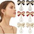 thumbnail image 6 of HHBEAUTY Gold Bow Earrings for Women, Long Tassel Chain Drop Earrings, Ribbon Waterfall Dangling Earrings, Pearl Bow Earrings, Sparkly Elegant Bowknot Preppy Jewelry Gifts for Women, 6 of 6