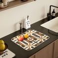 thumbnail image 5 of Yayeee Dish Drying Mat for Kitchen Counter 16" x 18" Microfiber Super Absorbent Coffee Decorative Pad, Beige Geometric, 5 of 9