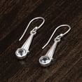 thumbnail image 3 of 5mm Round Shape Blue Topaz 925 Sterling Silver Teardrop Valentines Day Gifts Women Earrings, 3 of 5