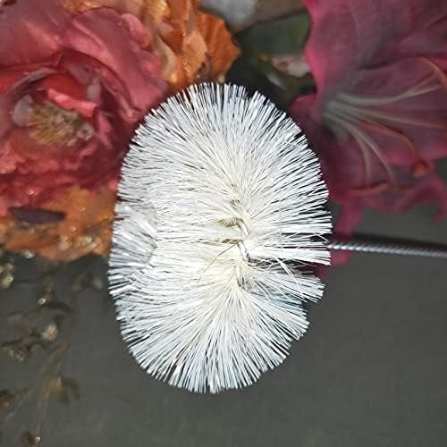 Stainless Steel Soda Bottle Cleaning Brush in Natural Boar Bristle Wool Tip, Long Handle, Flexible Bendable Thick Wire Cleaner for Narrow Neck Water Baby Bottles Straw Pipe Tube Flask (Round)
