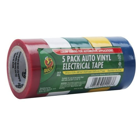 Duck Brand Automotive Vinyl Electrical Tape, 3/4" x 12', 5pk
