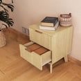 thumbnail image 2 of YOCWO Fluted Nightstand for Bedroom Set of 2 , Wood Bedside Table Set of 2 with Drawers, Beige, 2 of 5