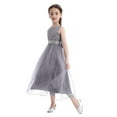 thumbnail image 4 of iiniim Girls Glitter Sequined Lace Tea Length Wedding Bridesmaid Party Flower Dress 2-12 Gray 10, 4 of 7