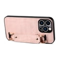 thumbnail image 3 of Elehold Luxury Leather Hand Strap Card Slot Case Compatible with iPhone 14 Pro Max 6.7 Inch with Card Slot Shockproof Kickstand Lanyard for iPhone 14 Pro Max,Pink, 3 of 6
