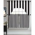 thumbnail image 3 of Simple Black White Stripes Swag Valance and Tier Curtains 36'' Length Set, Modern Stripes Light Filtering Kitchen Curtains, Tier Curtain Valances for Bathroom/Living Room/Bedroom/Café, 3 of 6